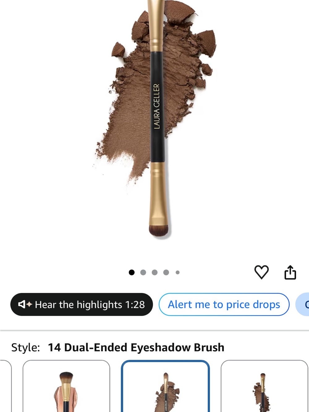 Laura Geller Dual-Ended Eyeshadow Brush - Black and Gold